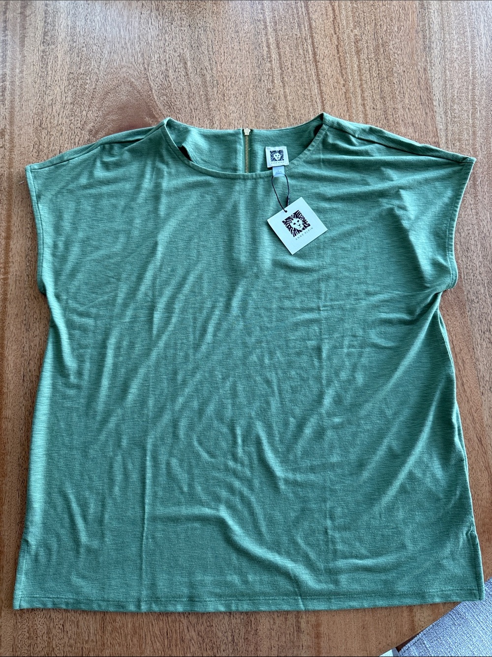 Anne Klein Olive Green Scoop Neck Women's Top